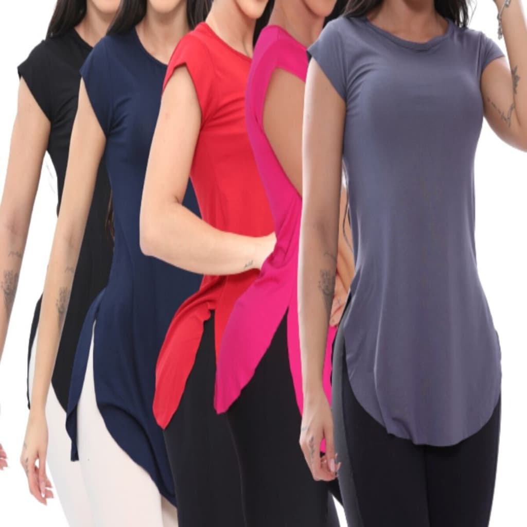 kit 5 blusas long tapa bumbum academia