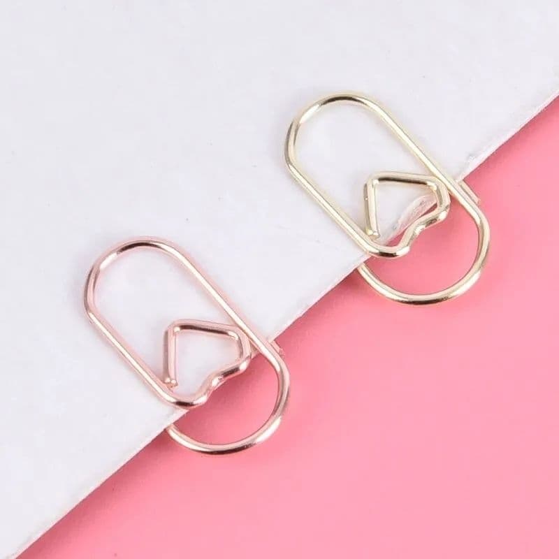 Clipes para papel scrapbook clips coração estrela mini dourado