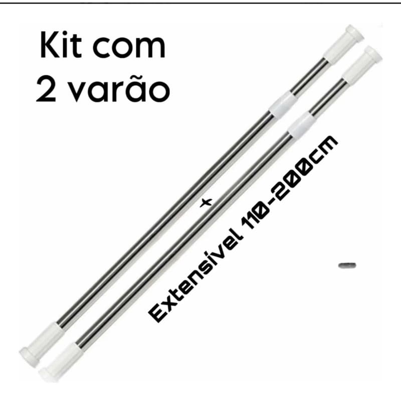 kit 2 varão extensível cortina box provador extensor 110 - 200 cm