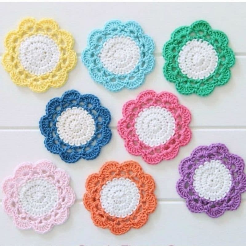 Kit porta copos em crochê para mesa posta colorido