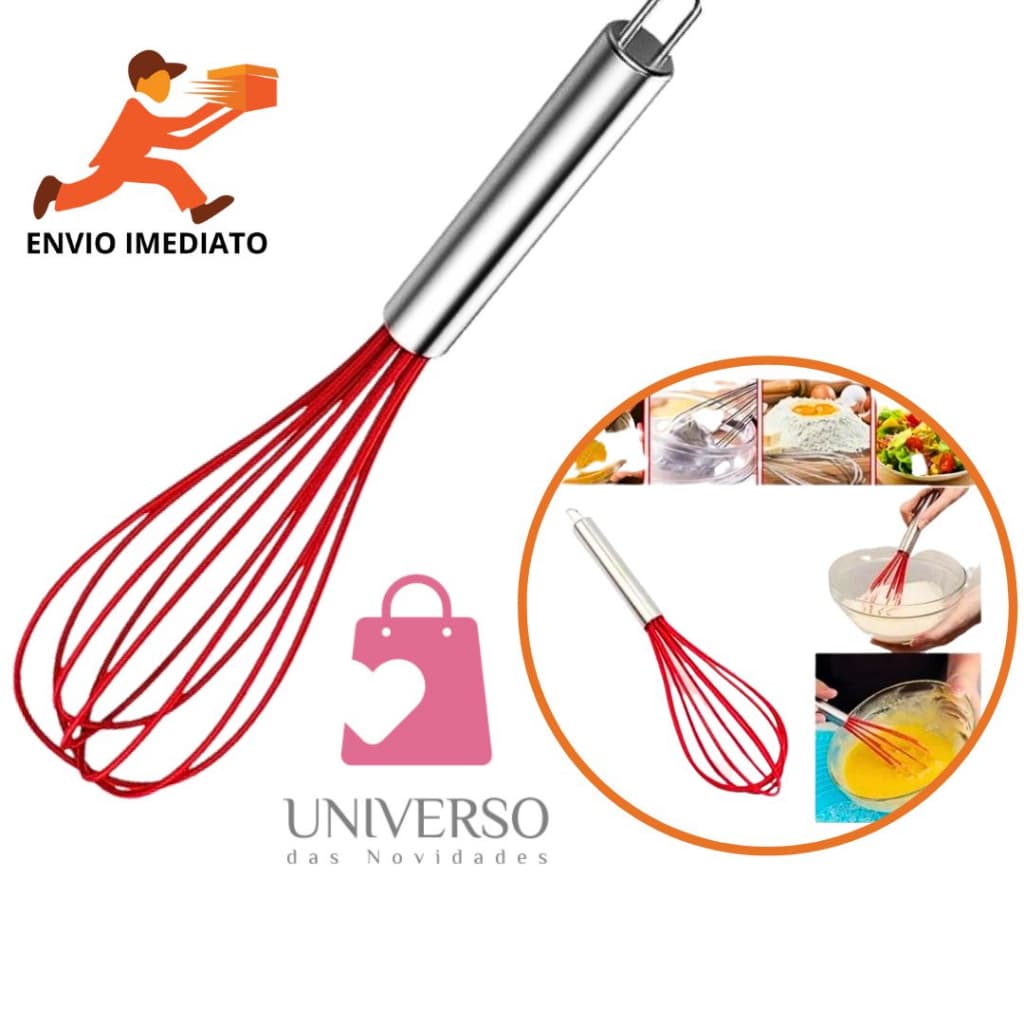 Batedor De Ovos Fuê Fouet Misturador Para Massas Ovos Inox Silicone  30  Cm Uso Doméstico