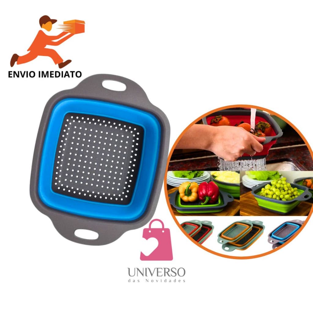 Escorredor Retrátil Dobrável Silicone Alimentos Legumes Multiuso Doméstico Cozinha