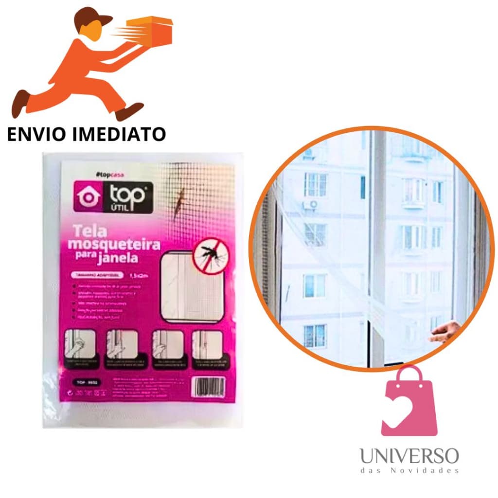 Tela De Proteção Mosquiteira Para Janelas Mosquitos Anti Insetos 1,3 X 1,5 M Fixação Por Velcros Adesivos