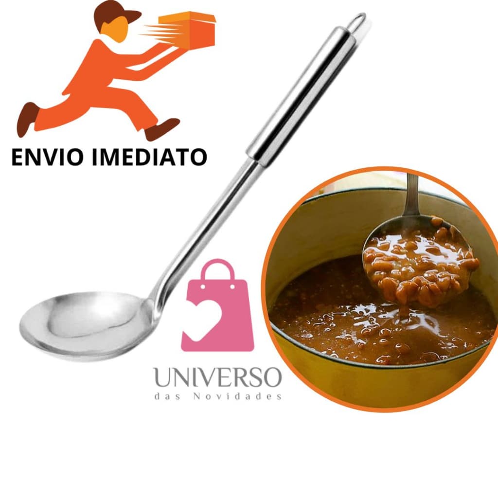 Colher Concha 33cm Aço Inox Para Fejão Sopa Comida Uso Doméstico Profissinal Restaurantes Cozinha