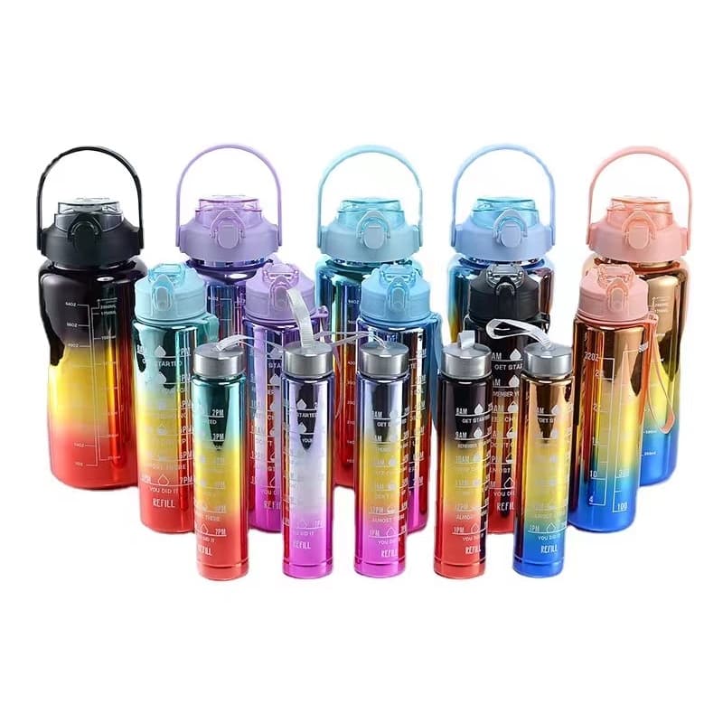 Garrafa  De Água Squeeze Academia Com 2000ml 900ml  Portátil Adesivos 3D
