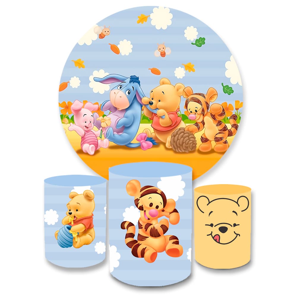 Kit Painel Sublimado 1,50x1,50 Ursinho + Trio Capa Cilindro Veste Fácil