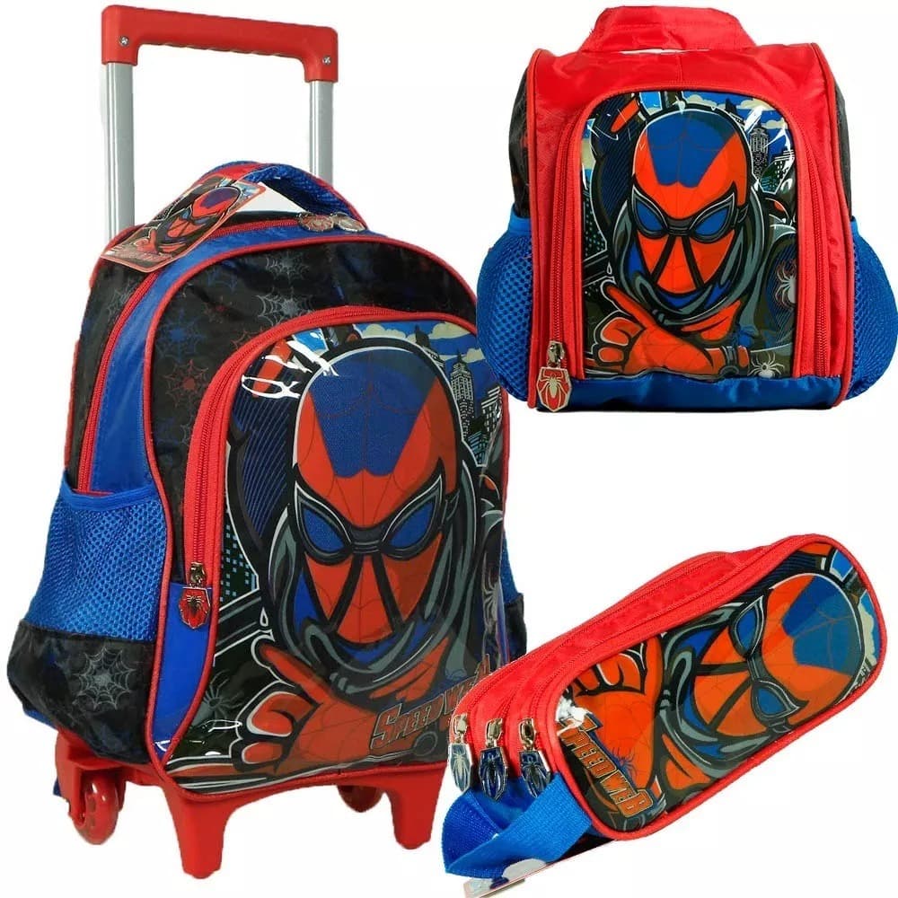 Kit Mochila De Rodinhas Escolar Infantil Speed Web Grande