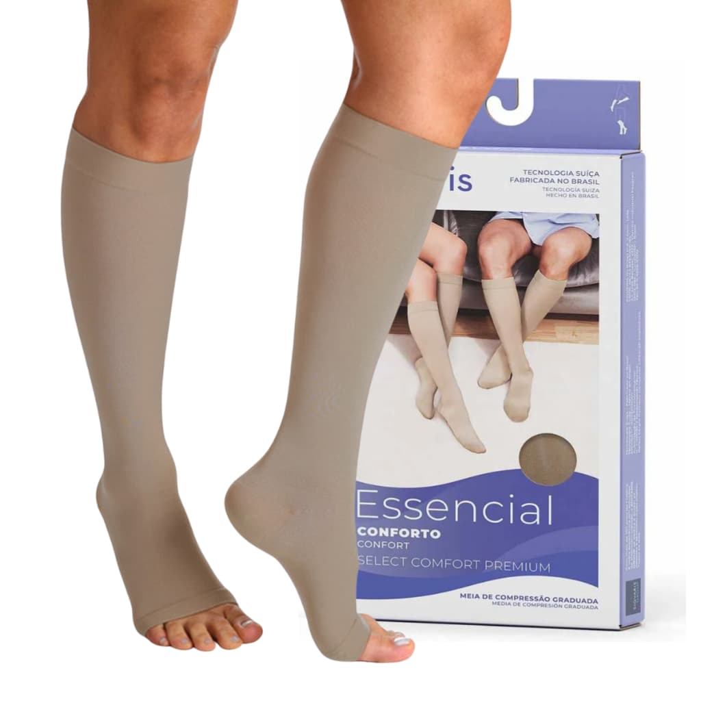 Meia Compressiva 3/4 AD 20-30mmhg Sigvaris Select Comfort Pé Aberto Tecnologia Efeito Climático Média Compressão