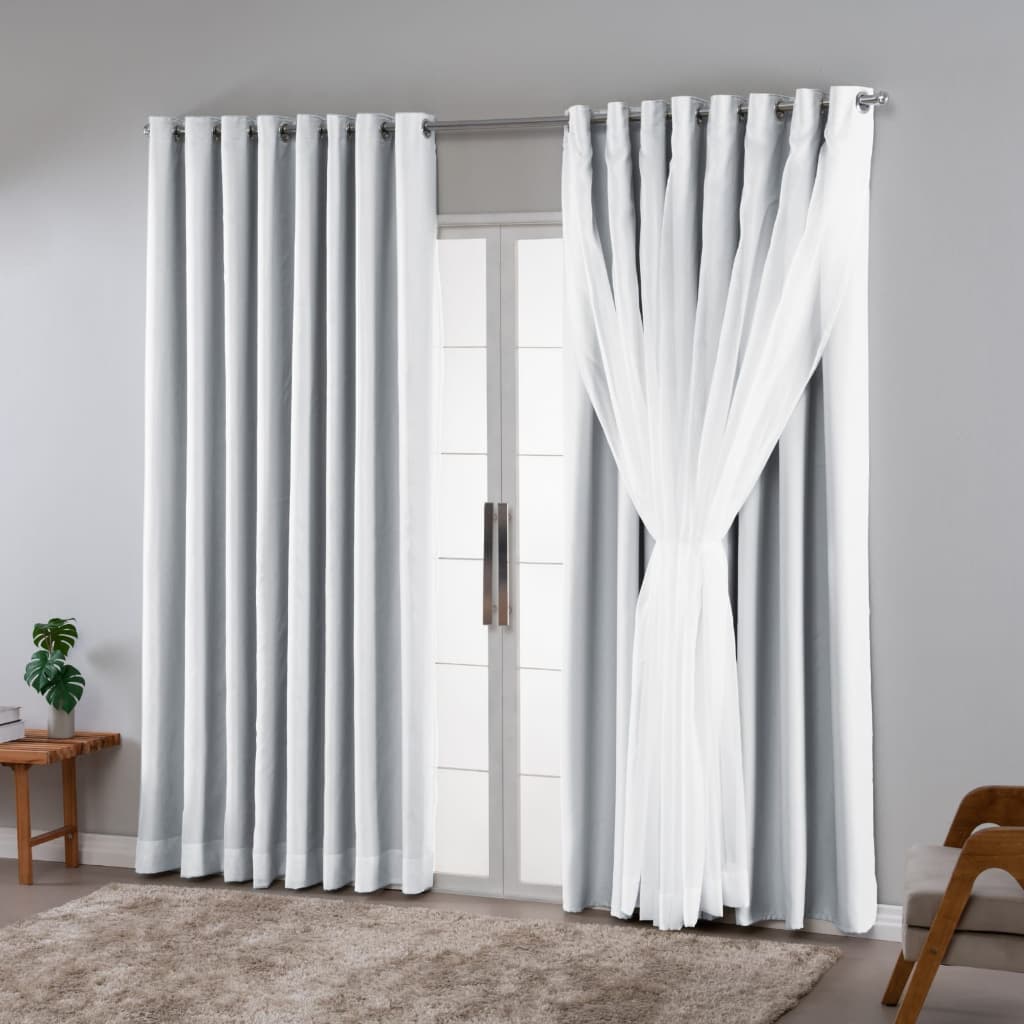 Cortina Blackout Em Tecido Com Voil 4.00x2.20 Para Varão Sala Quarto