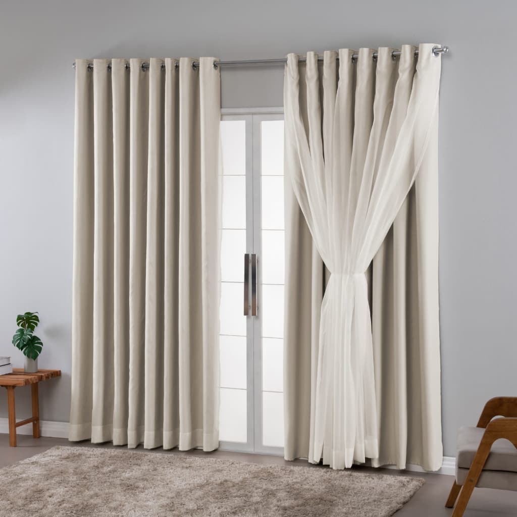 Cortina Blackout Em Tecido Com Voil Para Varão 4.00x2.50 Sala/Quarto