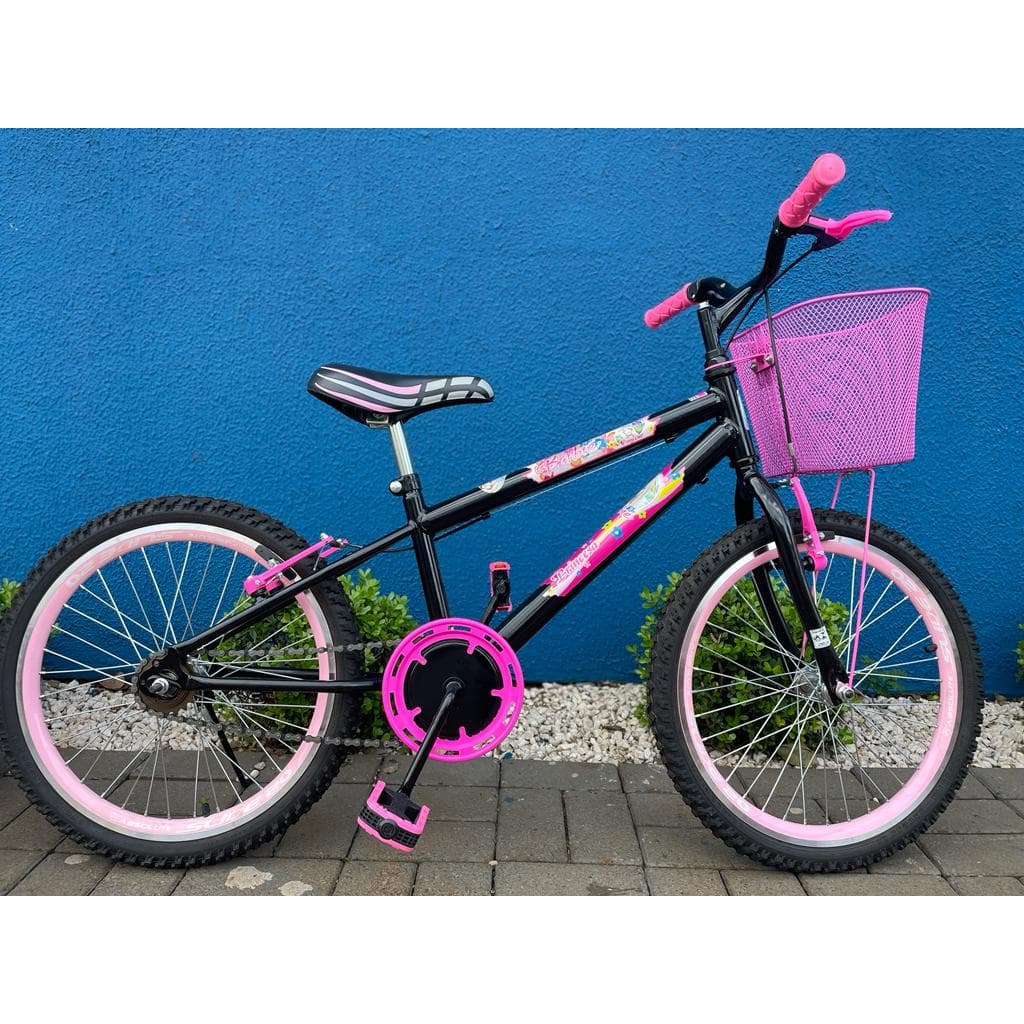 Bicicleta Infantil Feminina Aro 20 Aros Aeros C/ Cestinha Preta/ Barbie