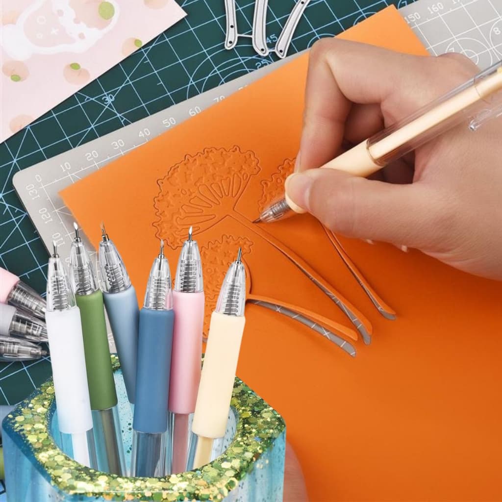 kit 6 Canetas Estilete Precisão Ponta Retrátil  Metal Corta Papel, Adesivos Scrapbooking Artesanato