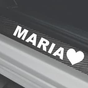 ADESIVO NOME DA NAMORADA COM O CORAÇÃO PARA SOLEIRA DO CARRO (nome soleira coração)