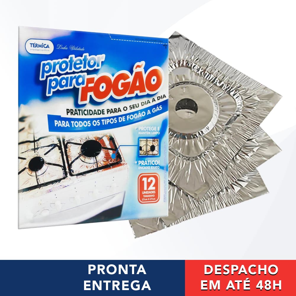 12 Protetores De Fogão Forros De Papel Alumínio 4 e 6 Bocas - Térmica