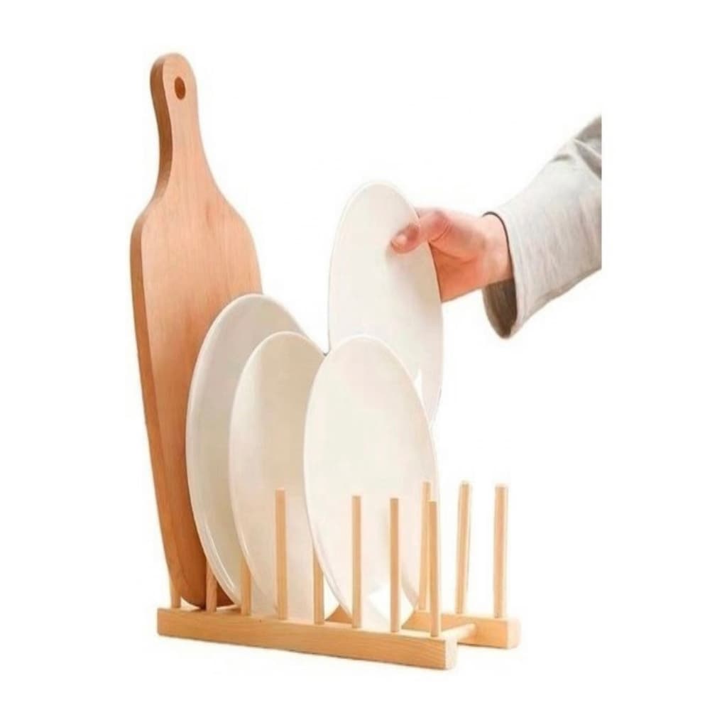 Escorredor De Louça Bambu Para Pratos Copos Rústico- Runtoo Home&Living Store