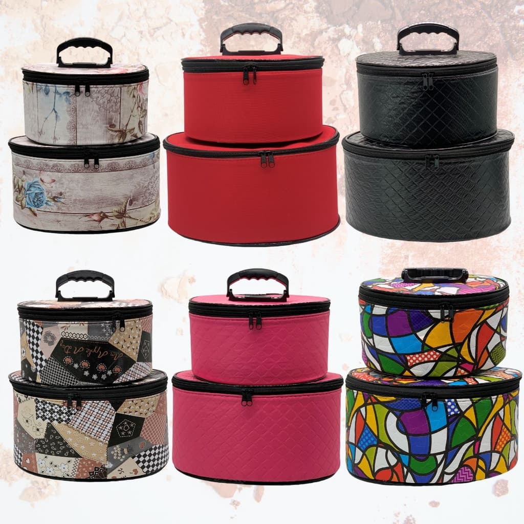 Kit 2 Maleta Frasqueira para Viagem Maquiagem Esmaltes Grande Mix de Estampas
