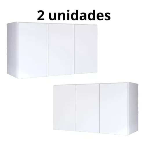 KIT 2 Armário 3 Portas Estendida Organizadora Quarto Casal Branco Ou Preto