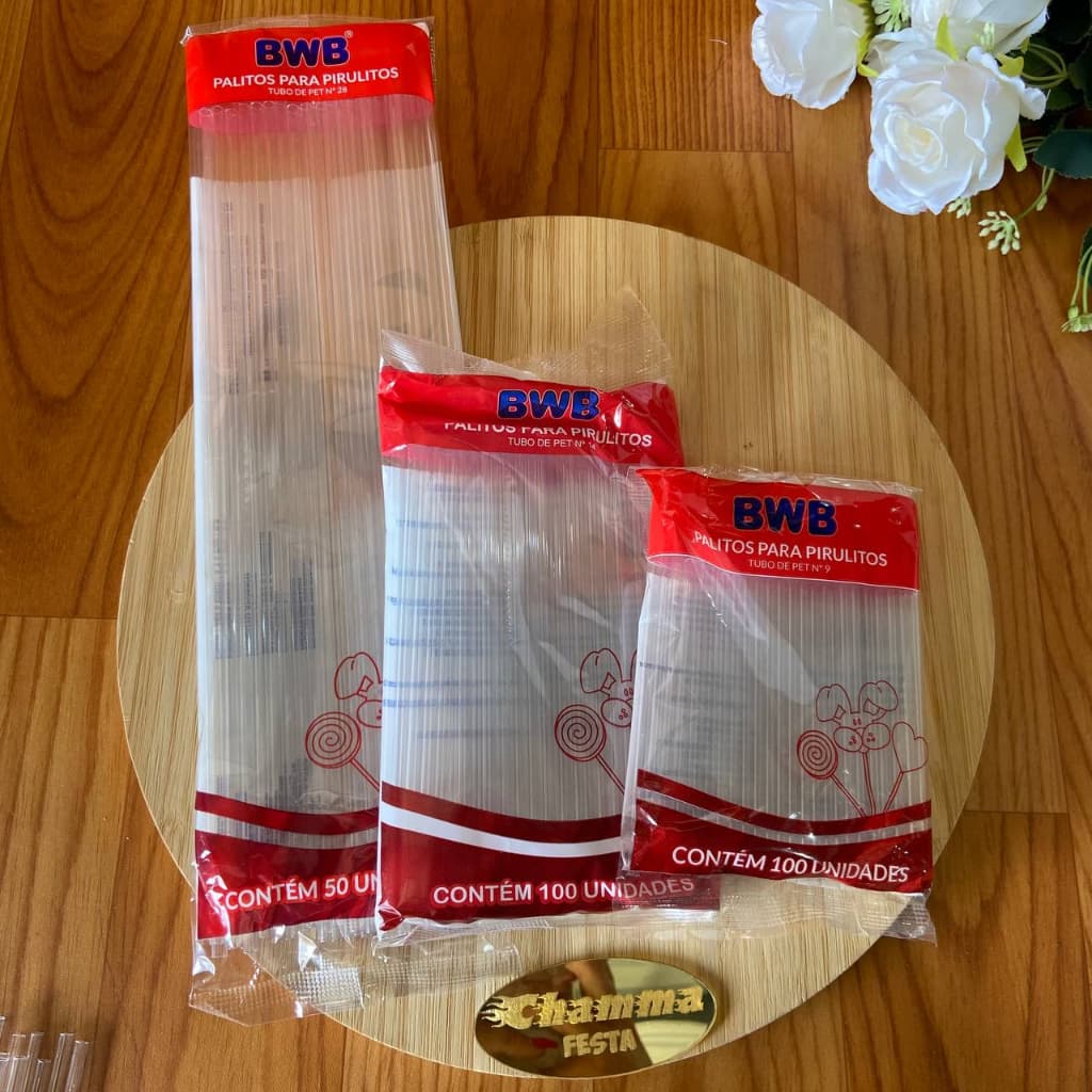 Palito para pirulito / palito para topo de bolo BWB - cristal - topo de bolo - tubo pet