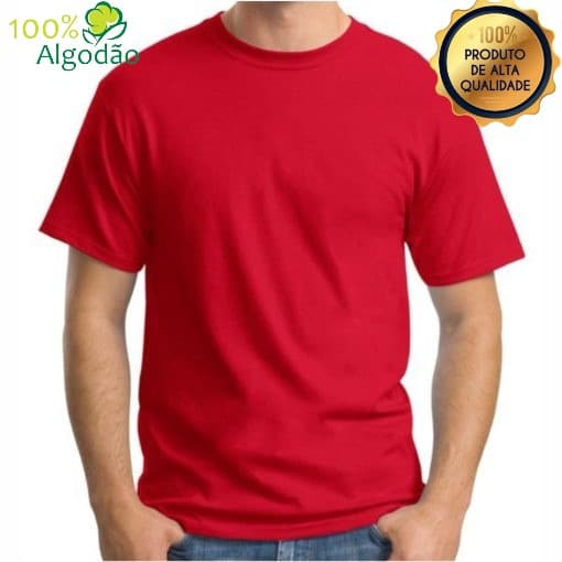 Camiseta Vermelha 100% Algodão 30.1 Camisa Alta Qualidade Tecido Premium