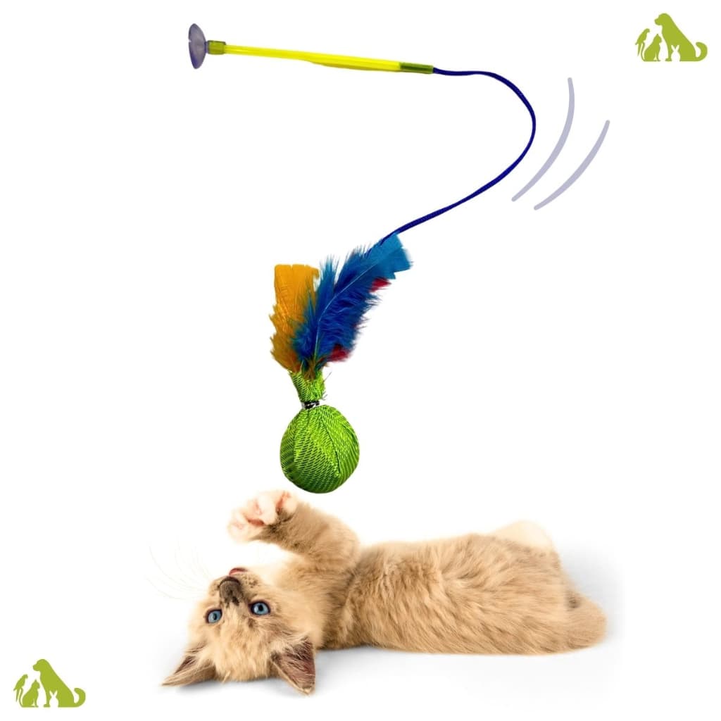 Brinquedo Varinha com Penas e Ventosa para brincar com Gato