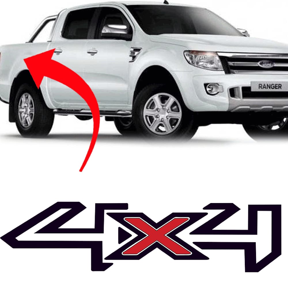 PAR CONJUNTO JOGO DE ADESIVO LATERAL 4X4 FORD RANGER 2013 2014 2015 2016 2017 2018 2019 NAS CORES PRETA CINZA E GRAFITE