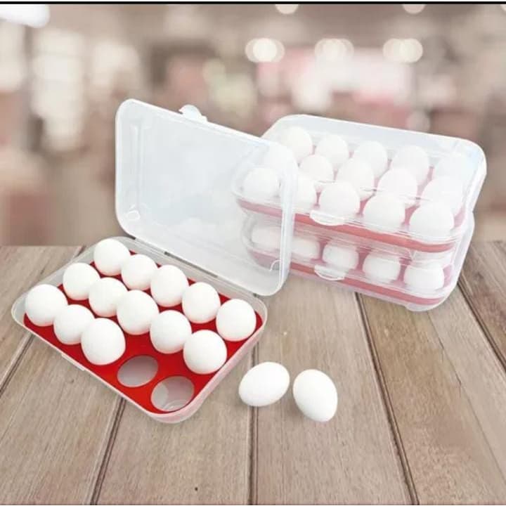 Organizador Porta Ovos Com Tampa 15 Cavidades Plástico Geladeira - Keita REF: 015