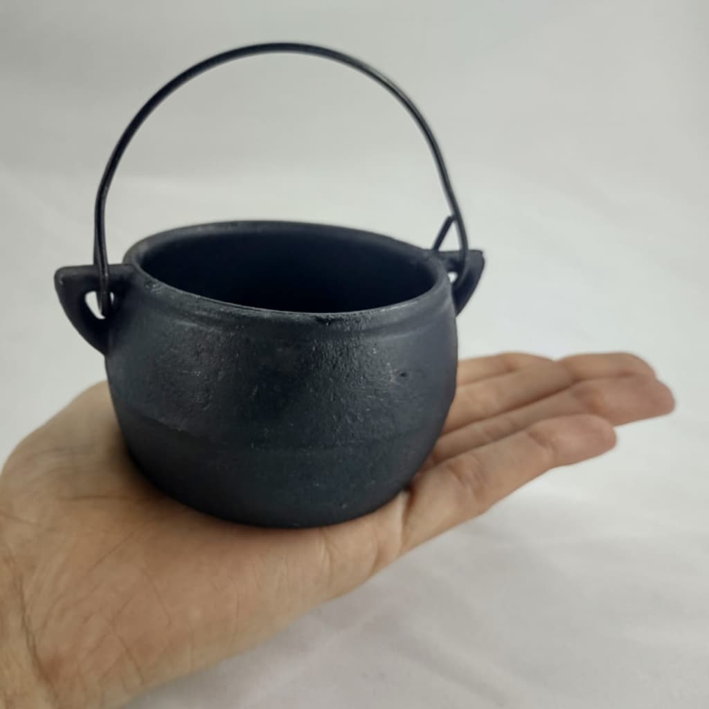 Mini Caldeirão com Alça Arame sem Tampa 100ml, Ferro Fundido, caldeirão de bruxa, miniatura, decoração