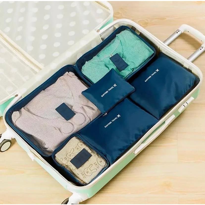 Organizador de mala de viagem kit com 6 nescesser, organizador de roupas e tenis para mala