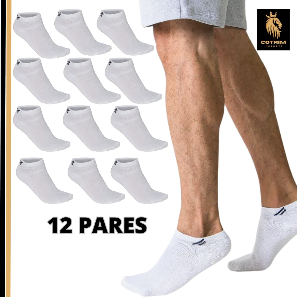 Kit 12 Pares de Meias Soquete algodão Unissex Branca