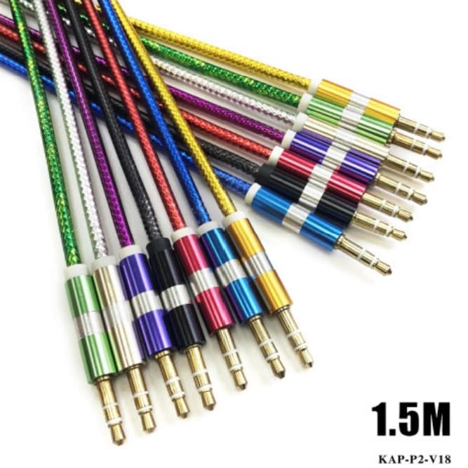 Cabo P2xP2 Auxiliar 3,5mm com 1.5 Metro Jack p/ Entrada P2 Auxiliar Alta Qualidade Anti-Nó Colorido