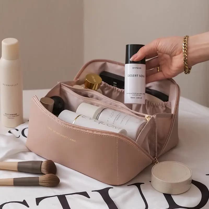 Novo grande saco de cosméticos de viagem para as mulheres de couro organizador de maquiagem feminino sacos de higiene pessoal de alta capacidade caso cosmet bolsa de armazenamento
