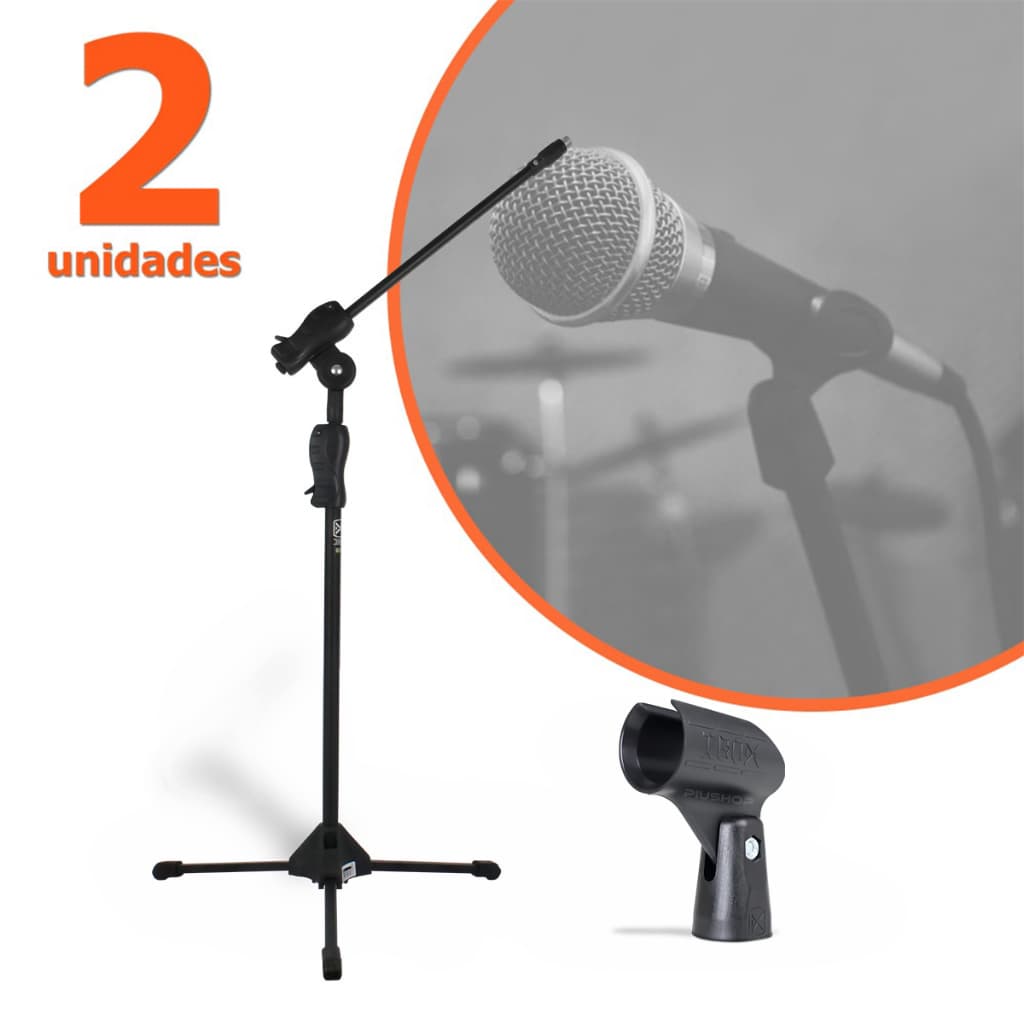 Kit 2 Pedestal Para Microfone Girafa Ibox e 2 Cachimbos