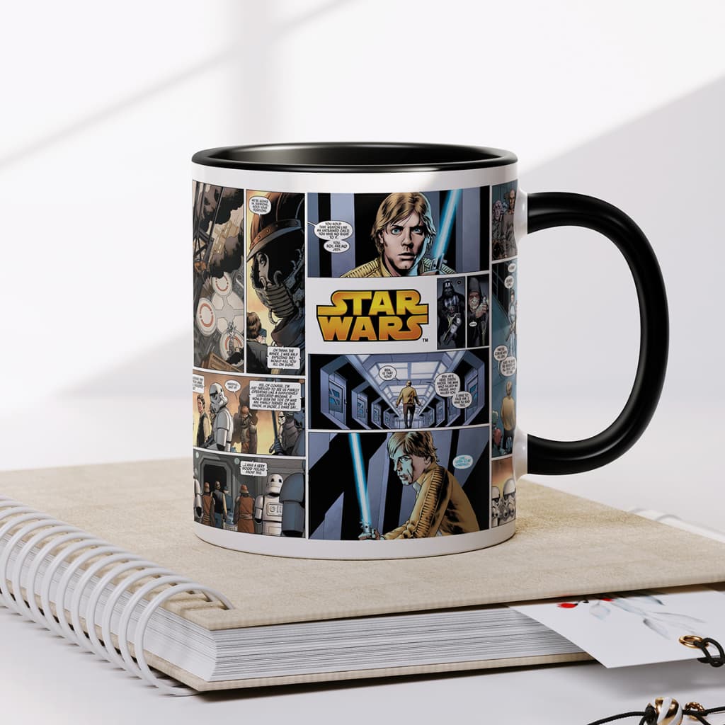 Caneca xícara de cerâmica porcelana Star Wars Guerra nas estrelas Quadrinhos Revistinha Comics com embalagem para presente