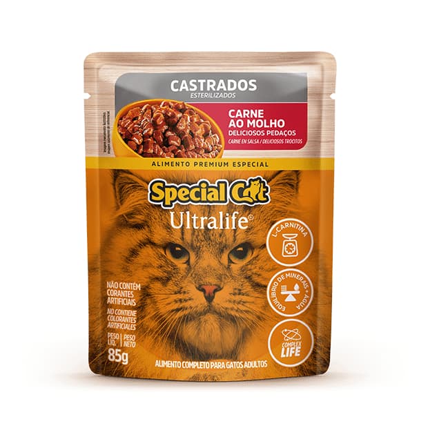 Special Cat Sachê Gatos Castrados Carne Ao Molho 85g
