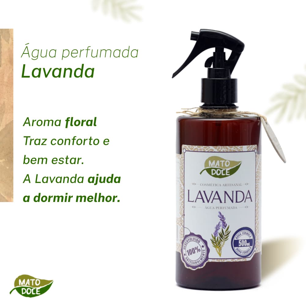 Água Perfumada Ambiente Roupa Lavanda Suave 500ml Mato Doce