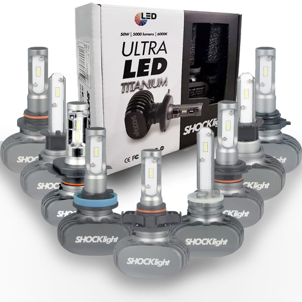 Kit Lâmpadas Ultra LED Titanium 10000 LÚMENS 6000K H1 H3 H4 H7 H8 H9 H11 H16 PSX24W HB3 HB4 H27