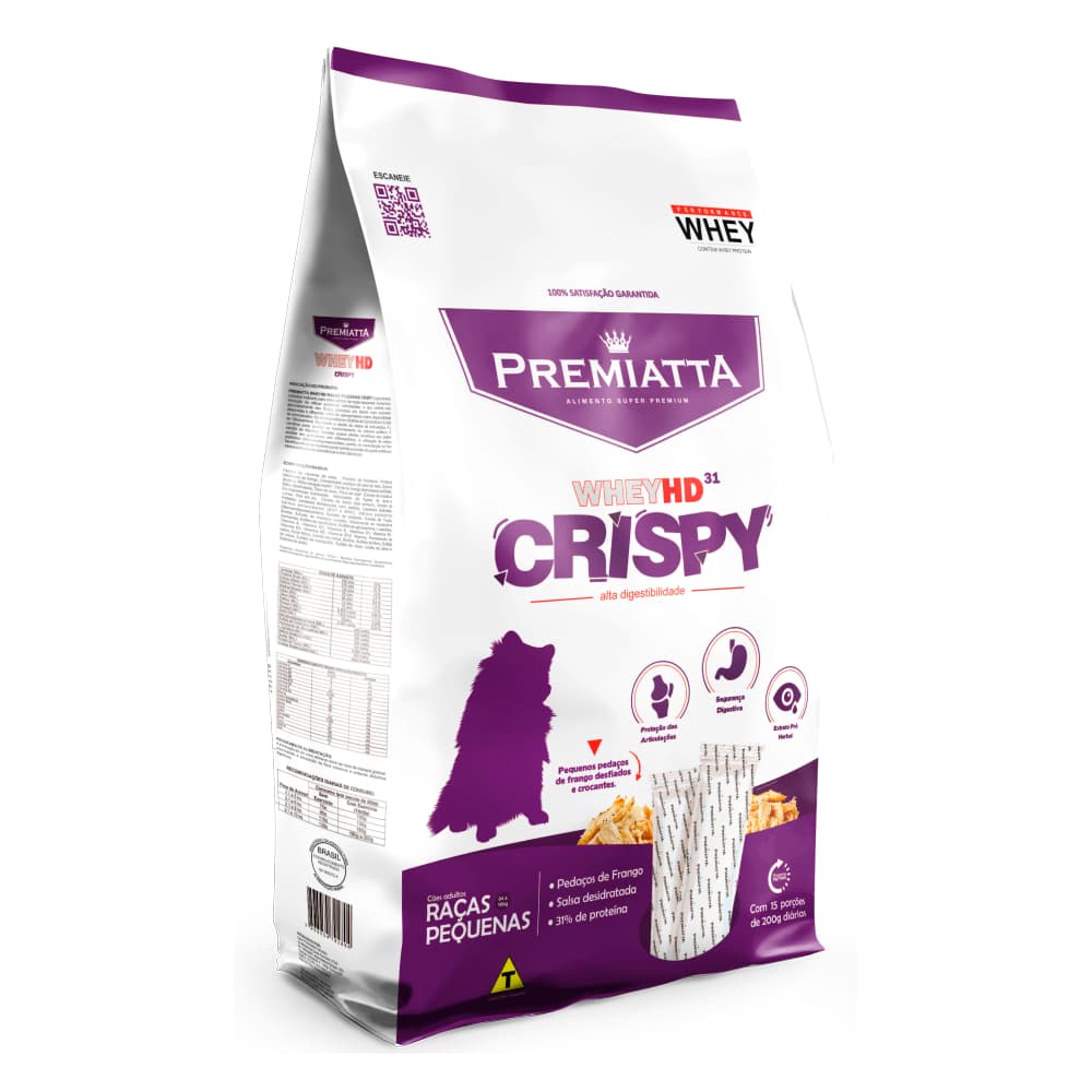 RAÇÃO PREMIATTA WHEY HD CRISPY RAÇAS PEQUENAS 3KG CACHORROS