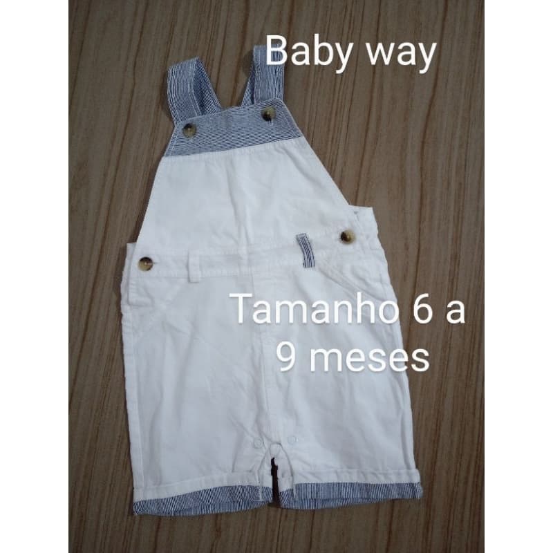 Jardineira infantil jeans Branco menino tamanho M - DESAPEGO