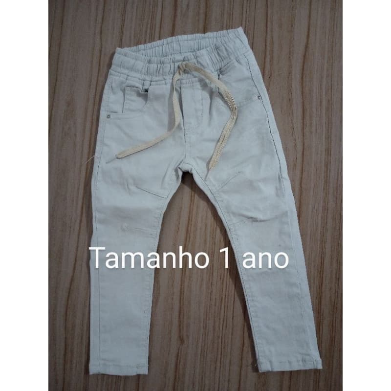 Calça jeans infantil menino bege tamanho 1 - Desapego