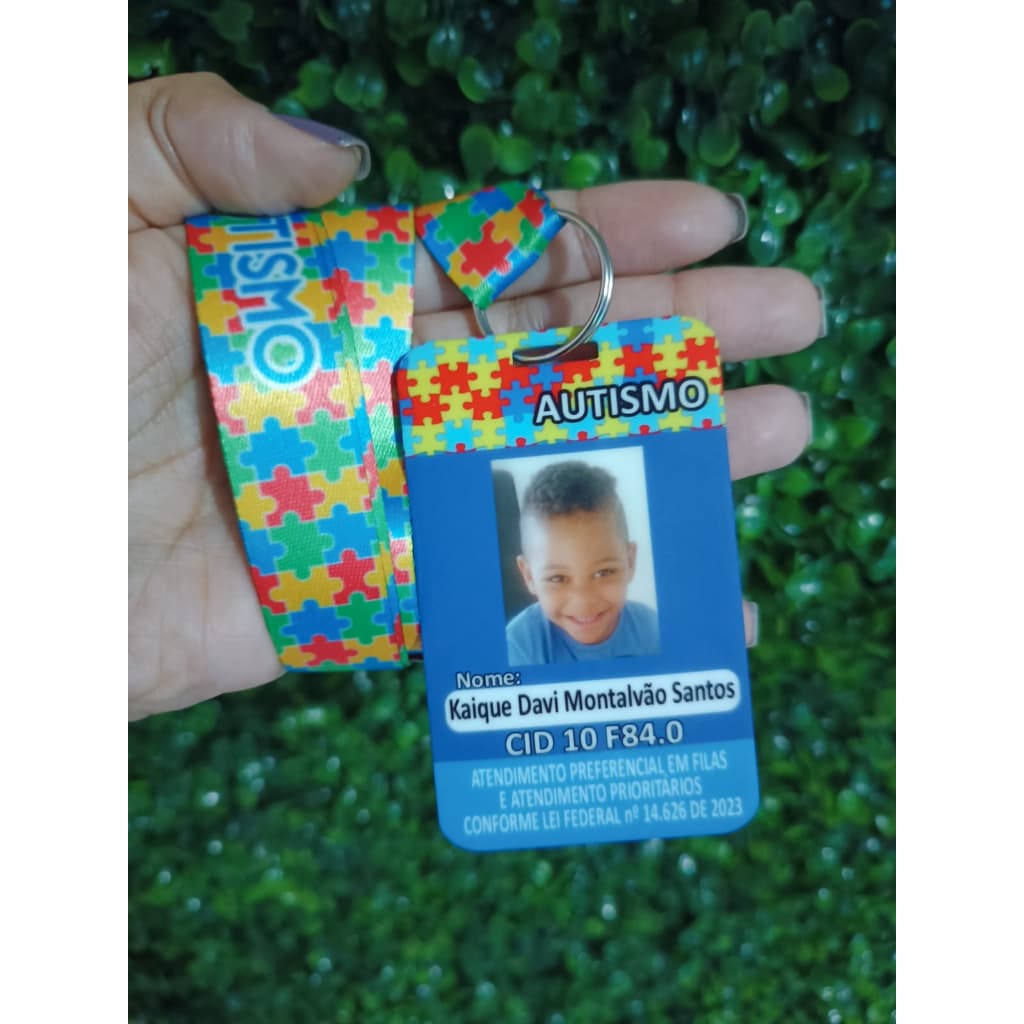 CRACHA DE IDENTIFICAÇÃO PERSONALIZADO - AUTISMO, GIRASSOL E SINDROME DE DOWN