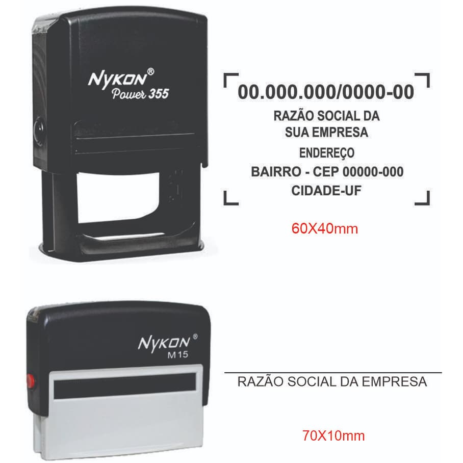 Kit Carimbos empresarial 01 carimbo 60x40 + 1 carimbo 70x10mm