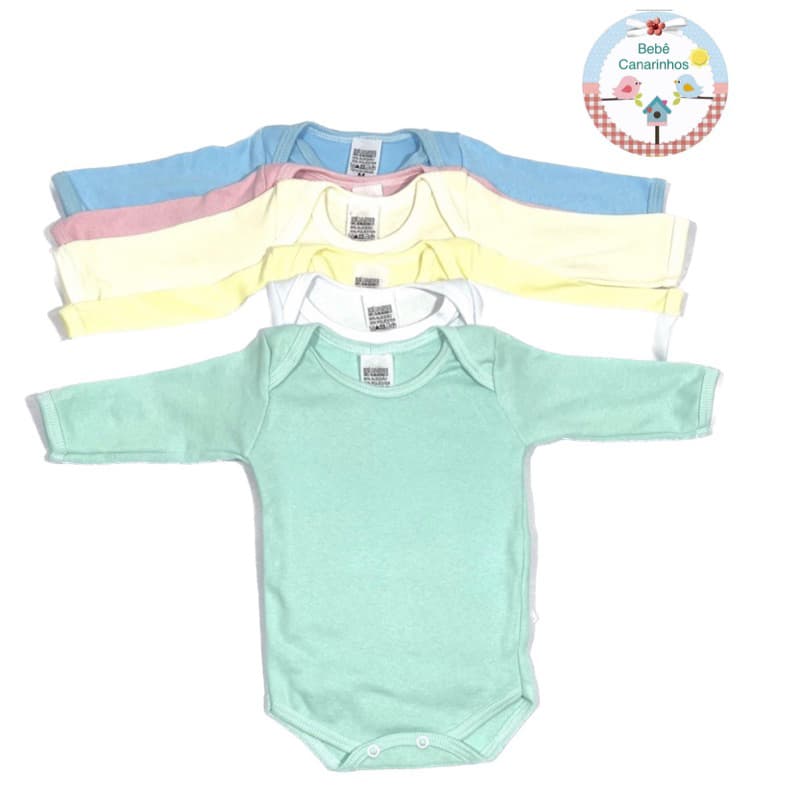 BODY MANGA LONGA SUEDINE para Bebês 100% Algodão Cores Variadas RN P M G. Valor Unitário