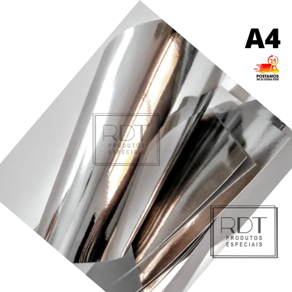 Papel LAMICOTE laminado PRATA PRATEADO 180G - KIT 10 folhas - A4