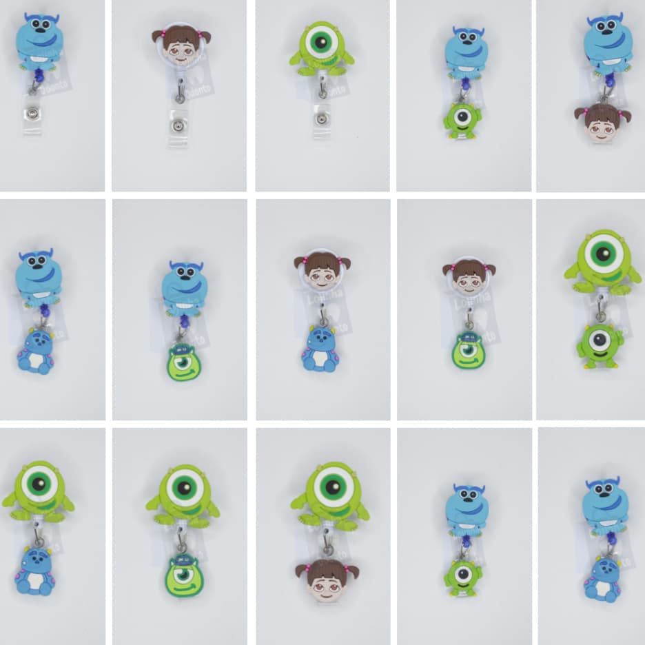 Porta Crachá Retrátil Roller Clip Personalizados Temático Monstros S.A. | James P. Sullivan | Mike Wazowski | Boo S A |