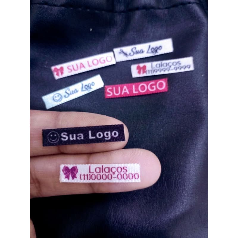 50 Etiquetas de Cetim 0,5x3 cm PERSONALIZADAS