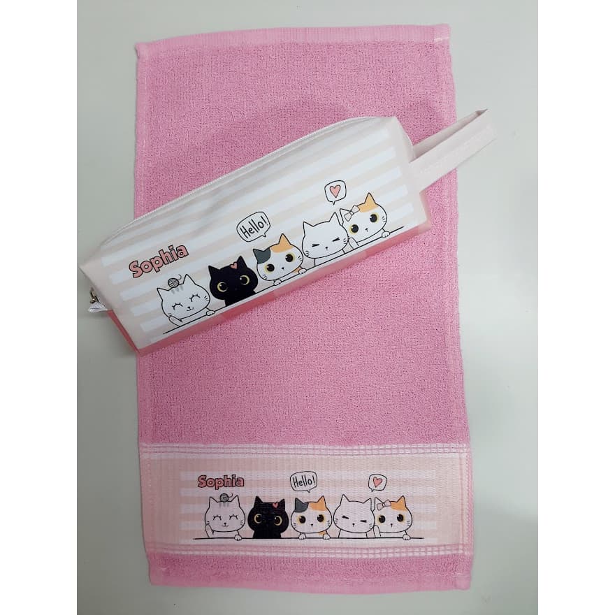 Kit Higiene Bucal: Estojo Porta escova dentes com Toalhinha Lavabinho Menina Personagens Nome Personalizado
