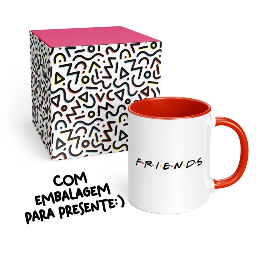 Caneca xícara de porcelana série Friends Amigos para presente cerâmica