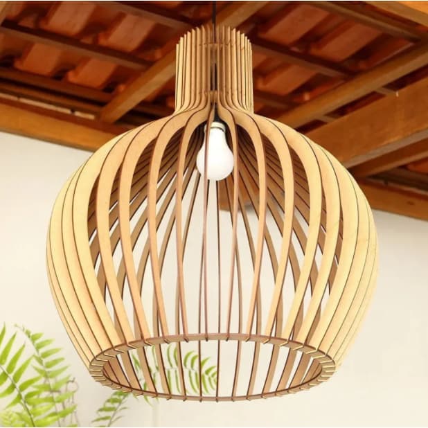 Pendente Luminaria Grande Estilo Retro Clássico De Madeira Para Sala Varanda Cozinha - 1gmc