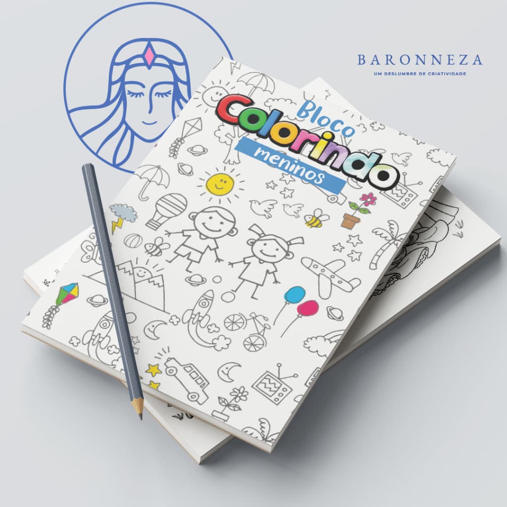 Kit com 6 blocos Bloco para colorir Infantil com 50 folhas - 10x15cm