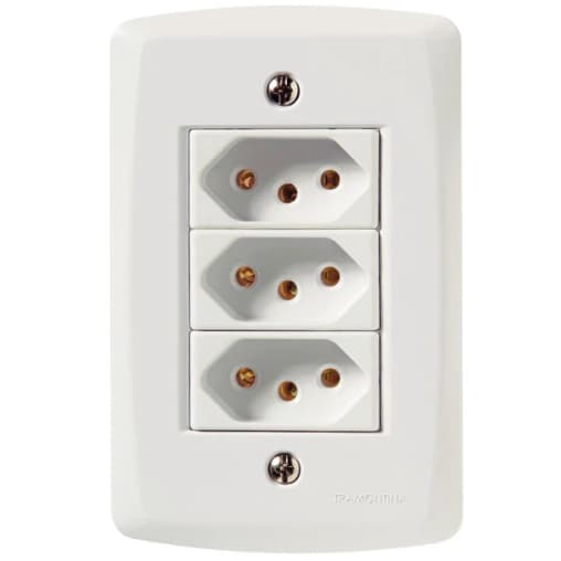 Conjunto 4x2 com 3 Tomadas 2P+T 10 A 250 V Tramontina Lux2 Branco